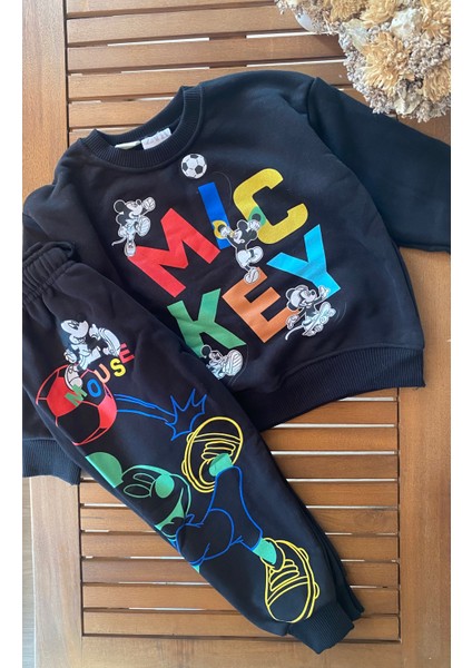 Babyaden 3 Iplik Dokuma Şardonsuz Mickey Baskılı Erkek Çocuk Takım kalıp küçüktür indirimleri