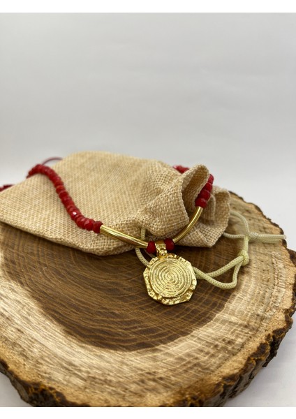 El Yapımı Pirinç Üzeri Altın Kaplama Cam Kirstal Kolye Parlak Işıktılı Kristal Kolye