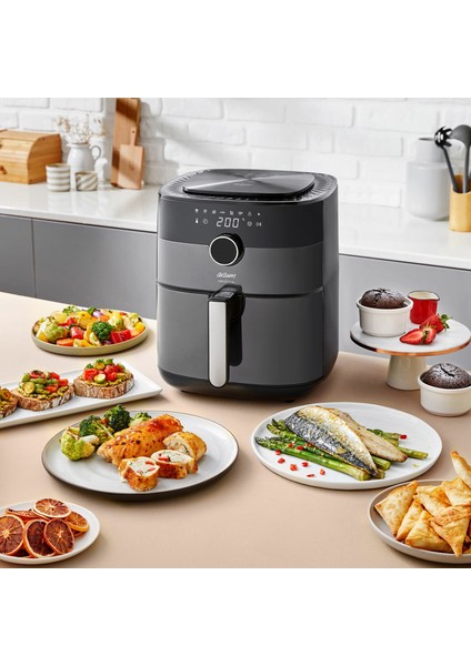 Xl 6l Hazne Kapasiteli Premium Airfryer Sıcak Hava Fritözü, 8 Otomatik Pişirme Programı, Zaman Ayarlı, 4 Yıl Garantili,Luciole Lambader Hediye