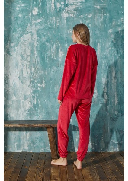 Kadın Pijama Takımı Uzun Kollu Soft Fransız Kadife Kışlık modelleri