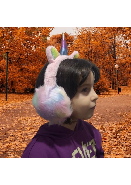 Pembe Uncrn Tasarım Soğuktan Koruyucu Kulaklık