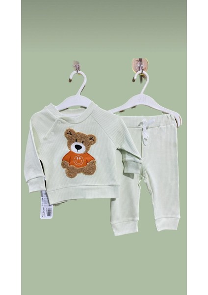 Ayıcık Nakışlı Fitilli Alt Üst Bebek Takımı pamuk fiyatları