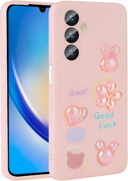 Samsung Galaxy A24 Kılıf Kabartma Figürlü Parlak Zore Toys Silikon Kapak
