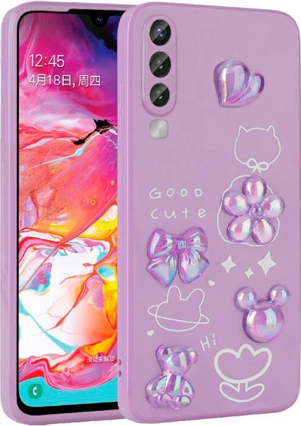 Samsung Galaxy A50 Kılıf Kabartma Figürlü Parlak Zore Toys Silikon Kapak