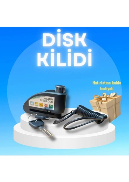 Alarmlı Çelik Disk Kilidi Siyah Disk Kilit Hatırlatma Kablolu Uyumlu