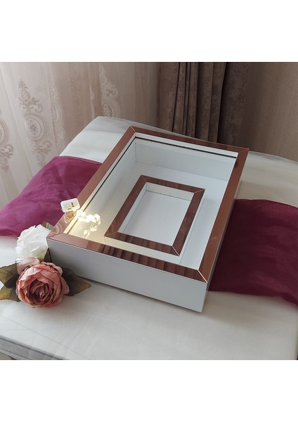 25X35 cm Fotoğraf Bölümlü Ledli Beyaz-Rose Yarı Pleksi Kaplamalı Derin Anı Çerçevesi! Gül Kutusu! Isimsiz modelleri