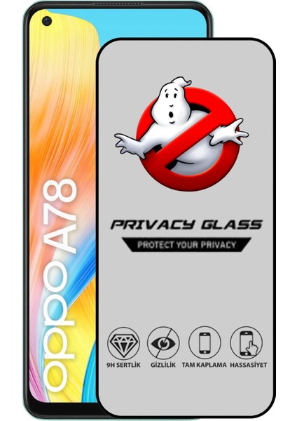 Oppo A78 4g Tam Kaplayan Privacy Hayalet Temperli Ekran Koruycu Cam