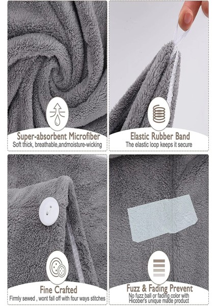 Gri Renk Mikrofiber Saç Havlusu, Saç Bonesi, Banyo Deniz ve Havuz Sonrası Plaj Için fırsatları