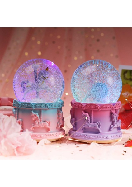 2'li Atlı Karınca Eyfel Kulesi Temalı Büyük Boy Püskürtmeli Işıklı ve Müzikli Kar Küresi