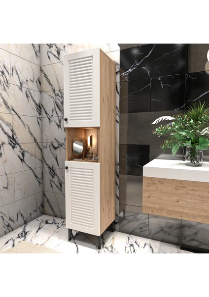 Yıldız Elegance Banyo Boy Dolabı Luxe Ahşap-Beyaz