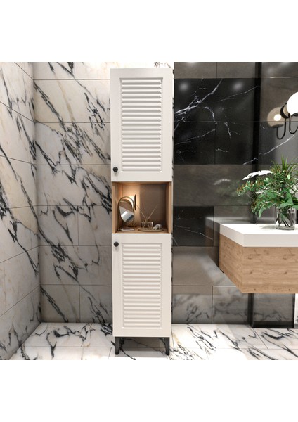 Yıldız Elegance Banyo Boy Dolabı Luxe Ahşap-Beyaz