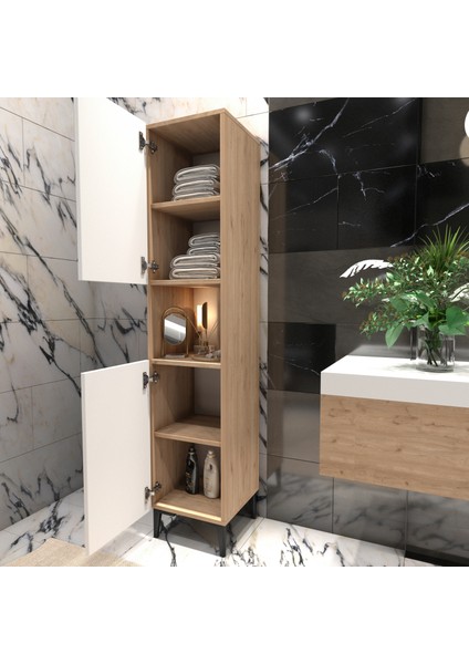 Yıldız Elegance Banyo Boy Dolabı Luxe Ahşap-Beyaz