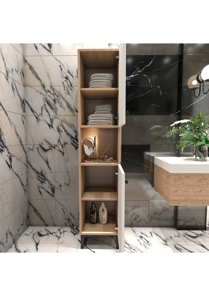 Yıldız Elegance Banyo Boy Dolabı Luxe Ahşap-Beyaz