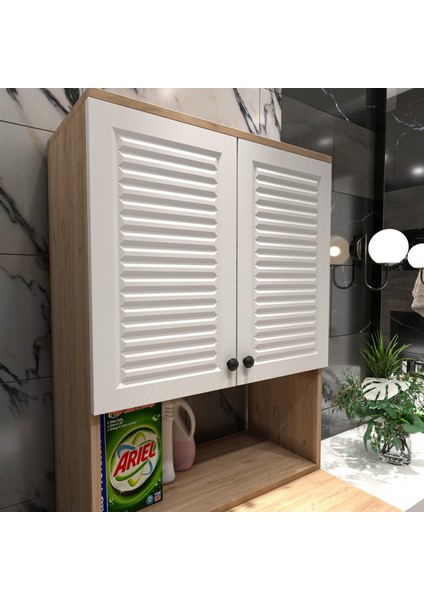 Yıldız Elegance Banyo Dolabı Çamaşır Makinesi Dolabı Ahşap-Beyaz