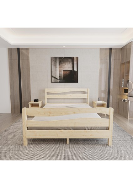 Okyanus Model Vernikli Çam Ahşap Karyola