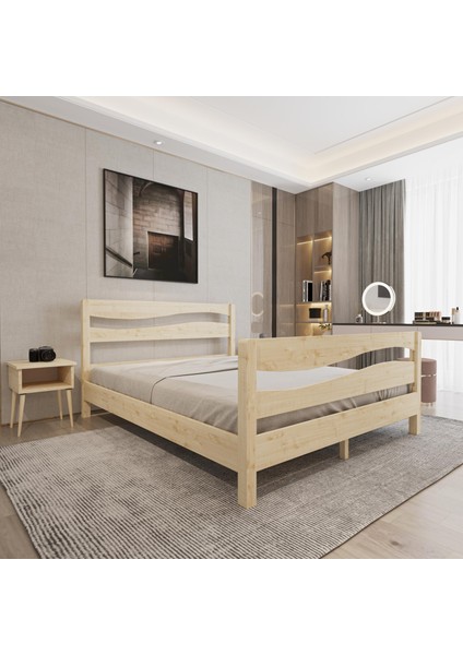 Okyanus Model Vernikli Çam Ahşap Karyola