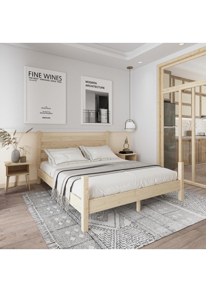 Urban Model Doğal Çam Ahşap Karyola