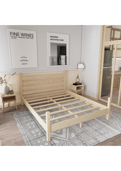 Urban Model Doğal Çam Ahşap Karyola