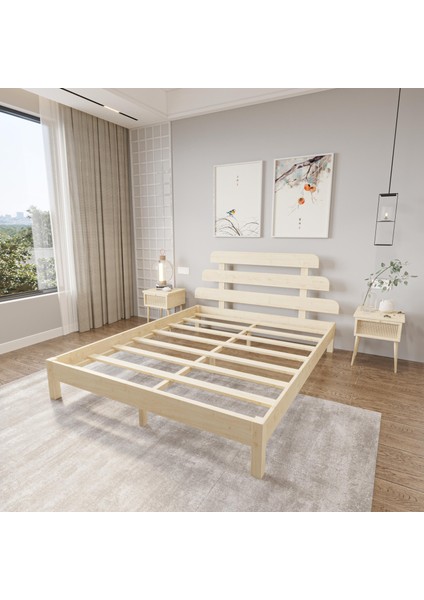 Lotus x Model Vernikli Çam Ahşap Karyola