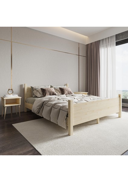Melodi Model Doğal Çam Ahşap Karyola