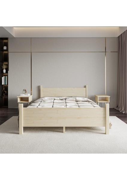 Melodi Model Doğal Çam Ahşap Karyola
