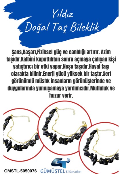 Yıldız Lacivert Doğal Taş Bileklik Özel Tasarım