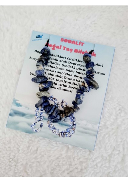 Sertifikalı Doğal Kırık Taş Sodalit Taşı Bileklik Asansörlü Kilit Sistemi fiyatları