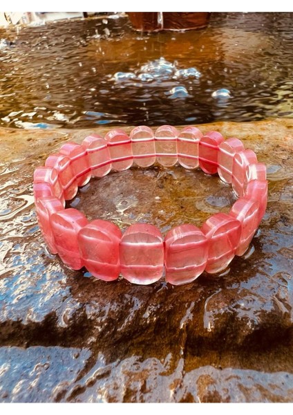 Doğal Gül (Çilek) Kuvars Taşı Özel Kesim Rolex Bileklik Aaa Kalite