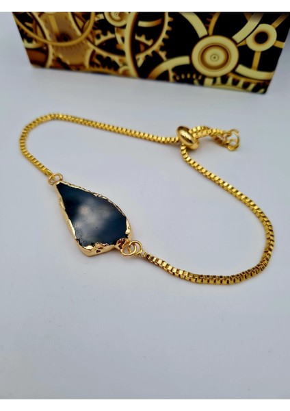 Akik Doğal Taş Bileklik Asansörlü Kilit Sistemi