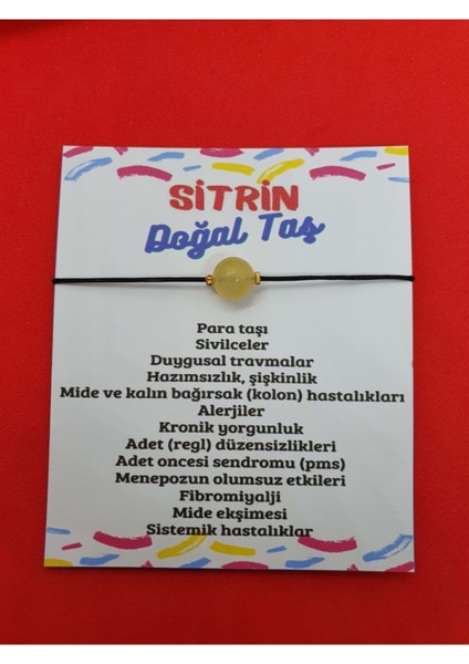 Doğal Taş Dünyası Sitrin Doğal Taş Bileklik Makrome Ip Ayarlamalı Orijinal Doğal Taş