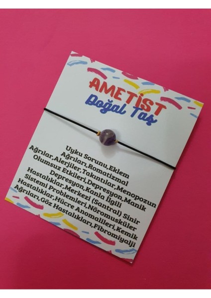 Ametist Doğal Taş Bileklik Asansörlü Ayarlamalı Ipli Bileklik
