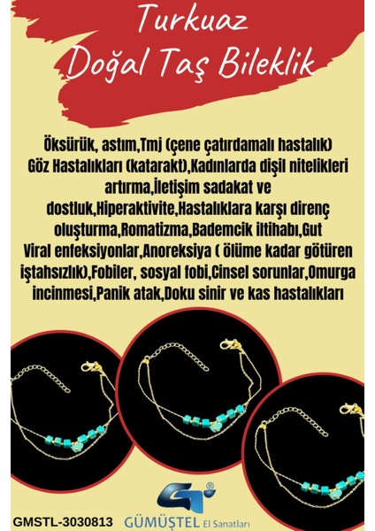 Sertifikalı Doğal Taş Turkuaz Taşı Bileklik Aaa Kalite El Yapımı fiyatları