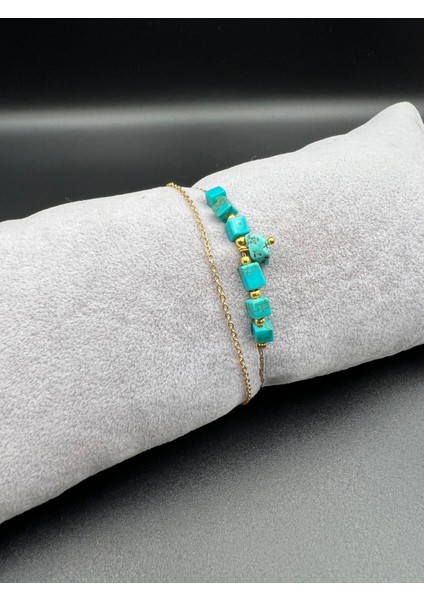 Sertifikalı Doğal Taş Turkuaz Taşı Bileklik Aaa Kalite El Yapımı modelleri