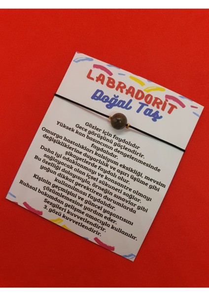 Doğal Taş Labradorit Taşı Bileklik Ayarlamalı Ipli