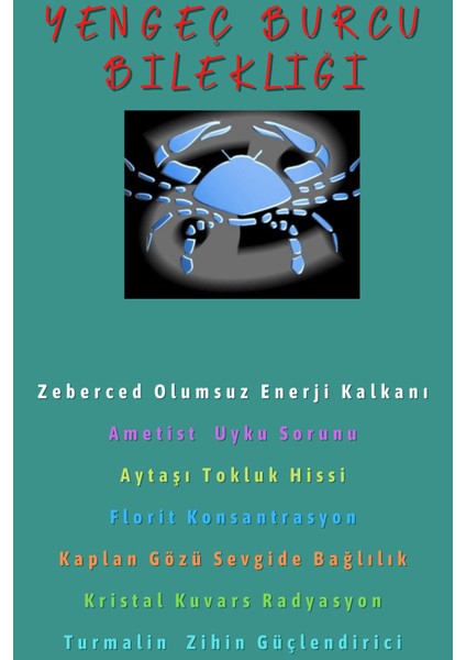 Doğal Taş Dünyası Sertifikalı Yengeç Burcu Bileklik Doğal Taş