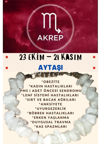 Sertifikalı Burç Taşı Akrep Burcu Aytaşı Bileklik