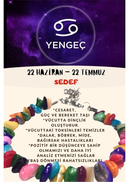 Burç Taşı Yengeç Burcu Sedef Taşı Bileklik