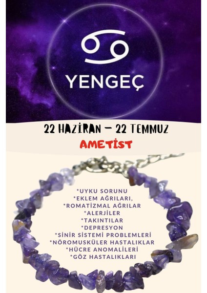 Sertifikalı Yengeç Burcu Burç Bilekliği