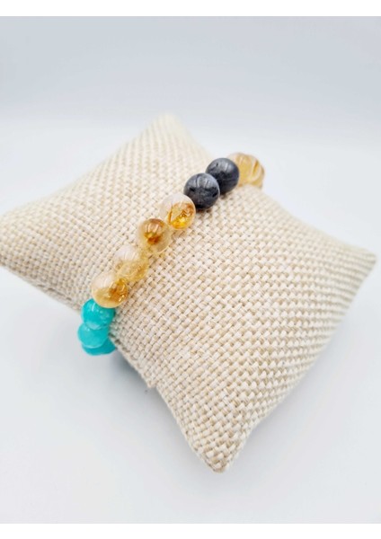 Başarı Tılsım Bileklik Sitrin Amazonit Labradorit Unisex Doğaltaş Bilekliği fiyatları