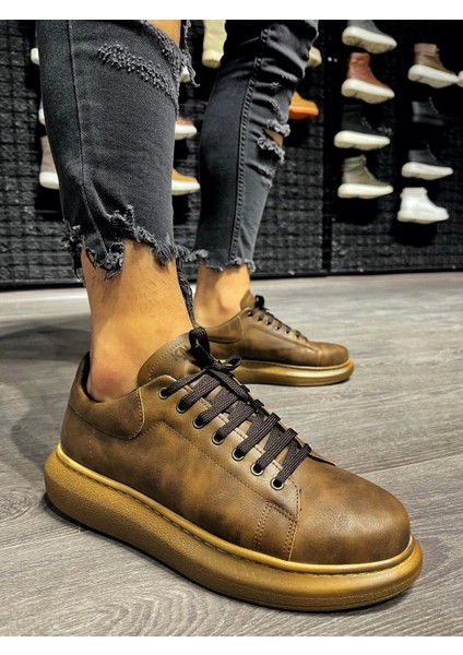 Bağcıklı Cilt Deri Ortopedik Yüksek Taban Kahverengi (Kahverengi ) Erkek Günlük Sneaker Ayakkabı fiyatları