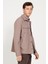 Erkek Koyu Bej Oversize Fit Bol Kesim Klasik Yaka Pamuklu Desenli Gömlek Ceket 3