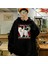 Wishing You Baskılı Siyah Oversize Kapüşonlu Sweatshirt 2