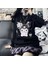 Harajuku Kuromi Baskılı Siyah Unisex Oversize Bisiklet Yaka Sweatshirt 1