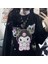 Harajuku Kuromi Baskılı Siyah Unisex Oversize Bisiklet Yaka Sweatshirt 2