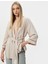 Oversize Kimono Beli Kuşaklı Şeritli Viskon 1