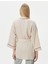 Oversize Kimono Beli Kuşaklı Şeritli Viskon 4