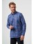 Regular Fit Paşa Yaka Lacivert Kareli Erkek Gömlek GM23Y231039_D39 1