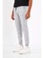 Erkek Gri Slim Fit Jogger Cep Nakış Fermuar Detaylı Eşofman Altı 3