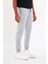Erkek Gri Slim Fit Jogger Cep Nakış Fermuar Detaylı Eşofman Altı 4