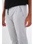 Erkek Gri Slim Fit Jogger Cep Nakış Fermuar Detaylı Eşofman Altı 5